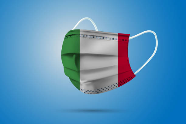 istock Realistic Protective Medical Mask with National Flag of Italy. 1346986225