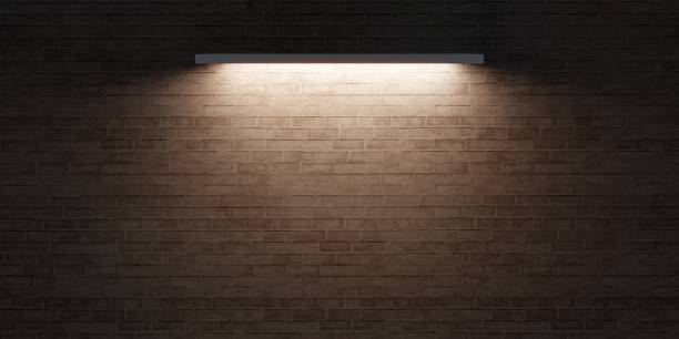 istock brick wall and lantern Light on the surface of a blank cement wall old floor 3d illustration 1346988592