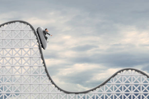 Man Getting Sick On A Rollercoaster stock photo