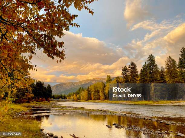 Swan River Near Big Fork Montana Stock Photo - Download Image Now - Montana - Western USA, Landscape - Scenery, Autumn