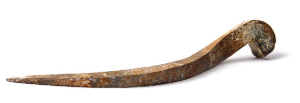 istock The thick forged nail is isolated on a white background. 1347004138