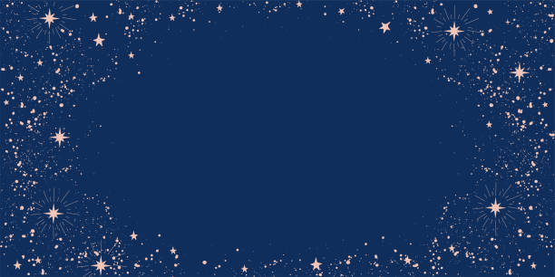 illustrazioni stock, clip art, cartoni animati e icone di tendenza di sfondo blu con stelle e posto per il testo. banner blu cosmico con spazio di copia per astrologia, tarocchi, oroscopo. moderna carta da parati vettoriale. - fortune telling astrology sign astronomy backgrounds