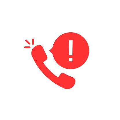 urgent call with handset and bubble. simple flat style trend modern graphic design isolated on white background. concept of 24/7 delivery service or crisis support helpdesk or risk popup