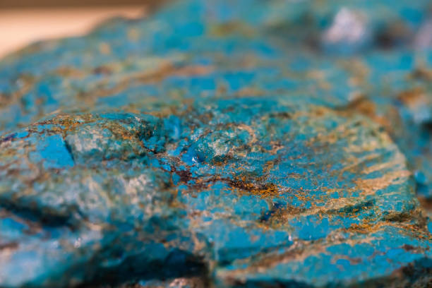 azurite mineral on white background studio shot