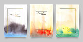 istock Set of Wedding Invitation cards, multi color  Watercolor Texture Background, invitation template. 1347020276