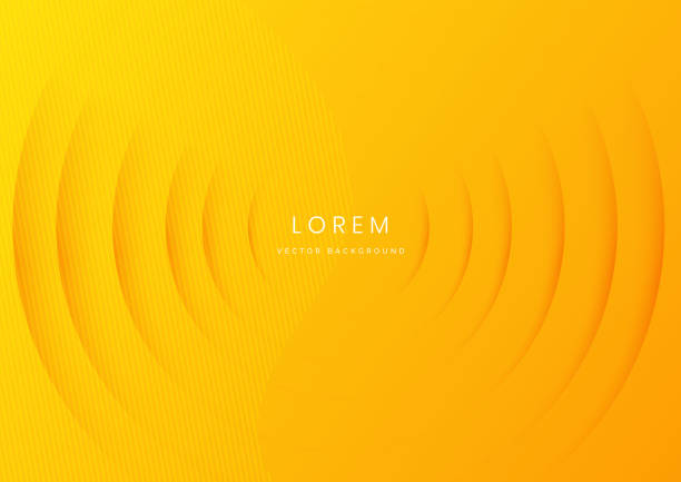 абстрактный желтый и оранжевый кривой кружковый слой перекрывает фон.  звуковая волна. - cut up audio stock illustrations