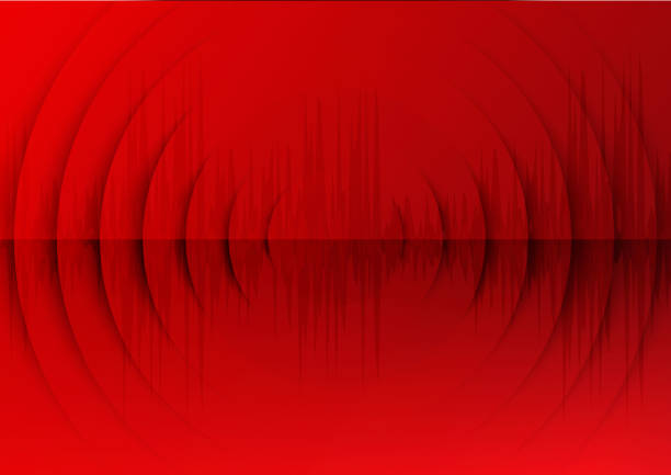 Sound waves dark red light. Abstract technology background. Sound waves dark red light. Abstract technology background. Vector illustration emergency stock illustrations