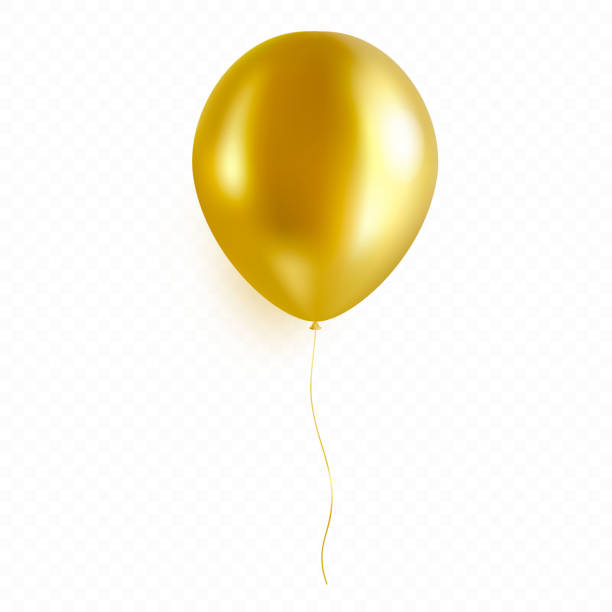 gold-helium-ballon auf transparentem hintergrund isoliert. goldener ballon im realistischen stil. - greeting card blank three dimensional shape invitation stock-grafiken, -clipart, -cartoons und -symbole