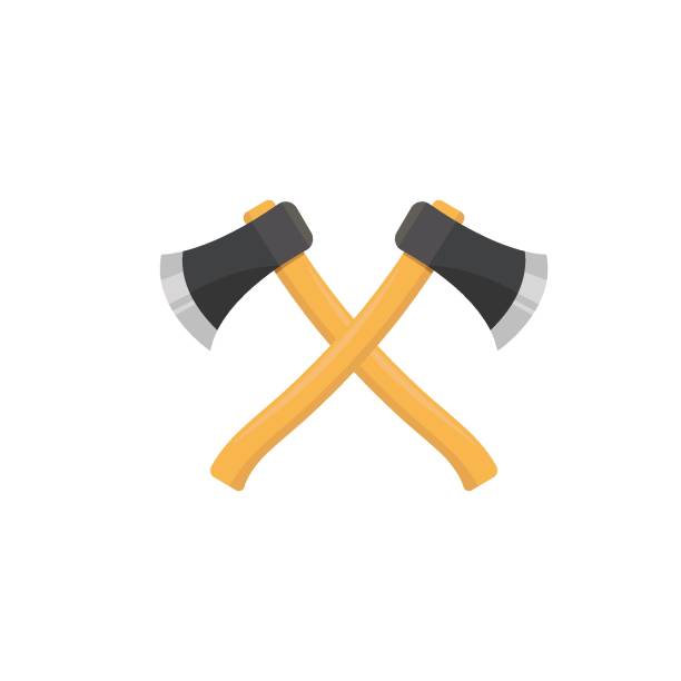 crossed axe icon vector illustration design template crossed axe icon vector illustration design template web silhouette of firefighter logo stock illustrations
