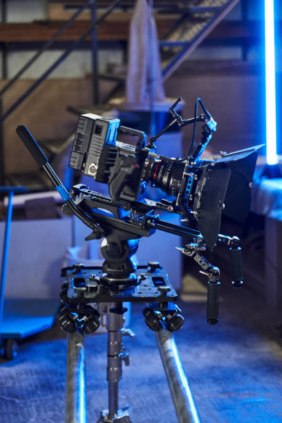 istock professional video camera in the operator's trolley for movement on rails. professional video camera at work 1347024340