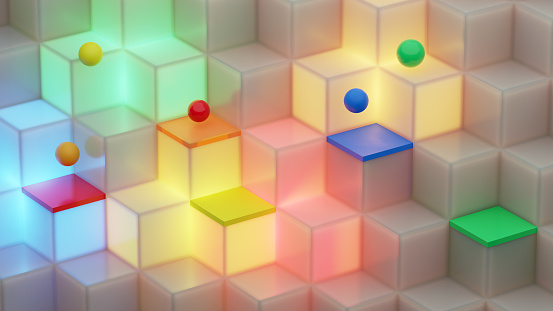 Colorful geometrical cubic background. 3D digital render