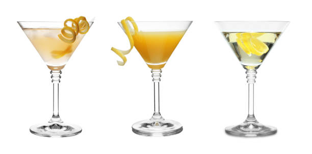 istock Set with different martini cocktails on white background 1347028833
