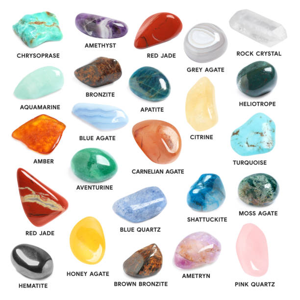 istock Collection of different gemstones on white background 1347029090