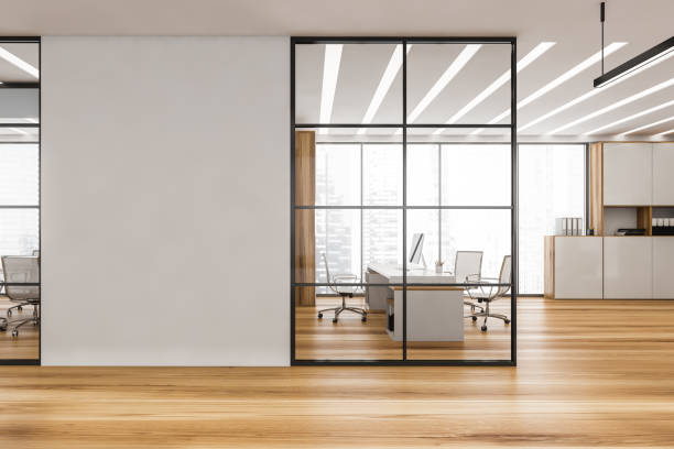 istock Entrance to CEO office and empty white wall 1347032197