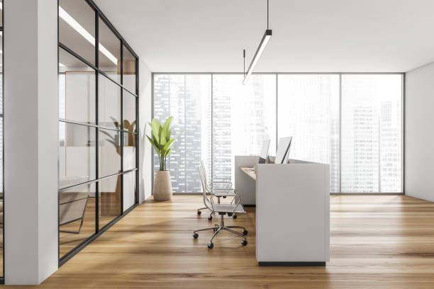 istock White office reception area with trendy details 1347032545