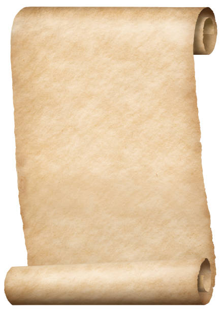 Paper scroll isolated on white 3d illustration Worn parchment scroll isolated on white background torn nobody past brown stock pictures, royalty-free photos & images