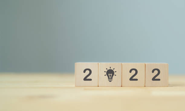 istock Business development concept in 2022 for new ideas creativity and innovative solution. Wooden cubes with 