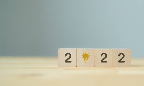 istock Business development concept in 2022 for new ideas, strategy and innovative solution. Wooden cubes with 