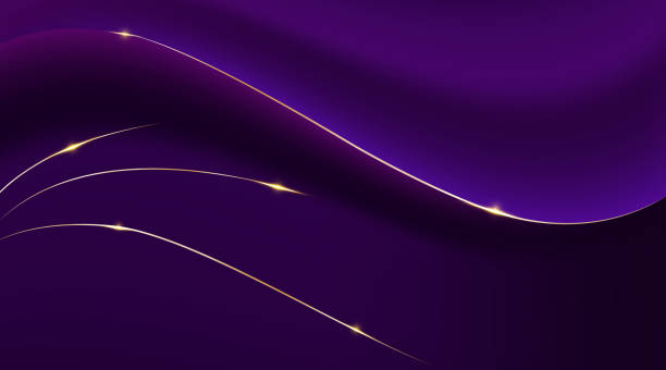 Purple Gradient Abstract Curve And Golden Lines Illustration Background  Stock Illustration - Download Image Now - iStock