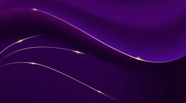 Vector illustration of Purple gradient abstract curve and golden lines illustration background