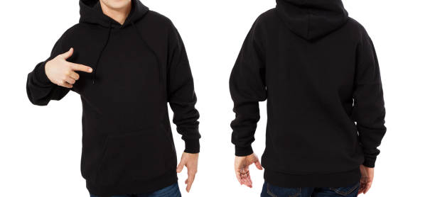 istock Black hoodie set mockup isolated over white background 1347035930
