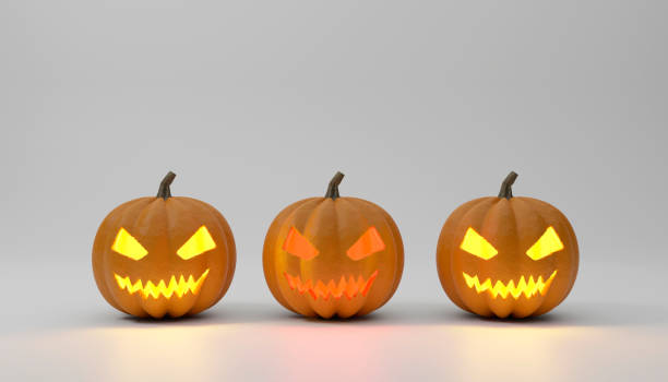 istock Halloween pumpkin lantern on the background. 3D render 1347038157