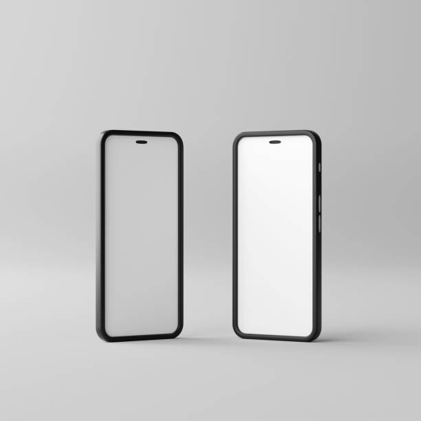 istock Two smart phone with blank screen on white background. 3d illustration 1347038202
