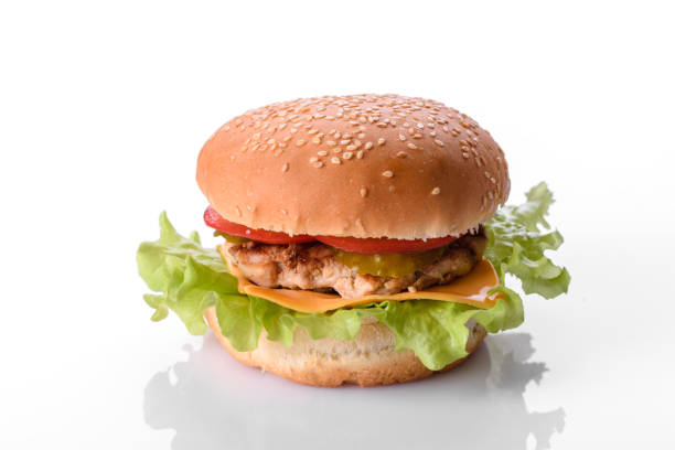 istock Delicious fresh burger grill with a bun, cheese and meat 1347041949