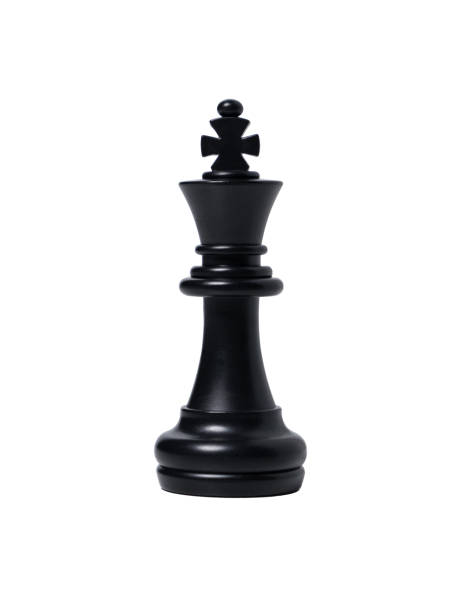 白い背景に孤立した黒い王のチェスの作品 - chess king chess chess piece black ストックフォトと画像