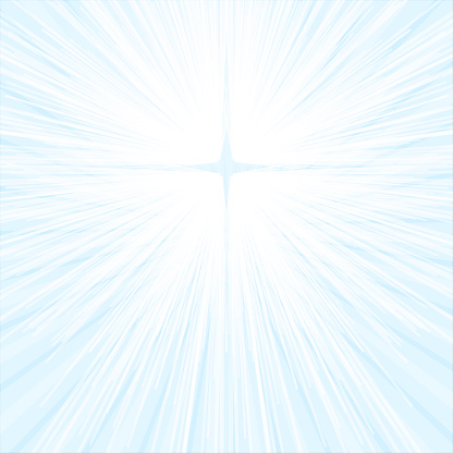 A creative glittery silver white and light sky blue coloured Christmas empty plain blank vector backgrounds with abstract sunburst pattern and a cross in the centre of exploding rays