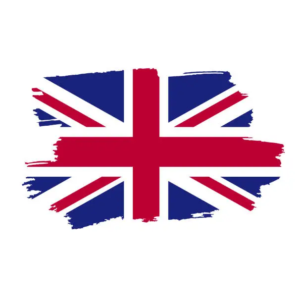 Vector illustration of Flag of United Kingdom. Vector Illustration with grunge frame