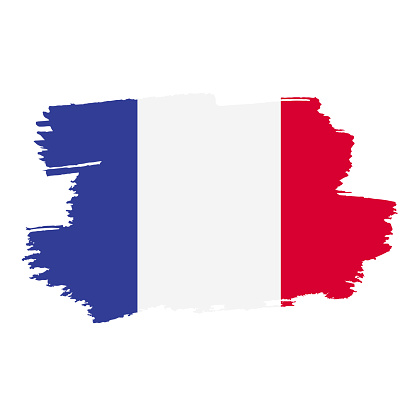 Flag of France. Vector Illustration with grunge frame