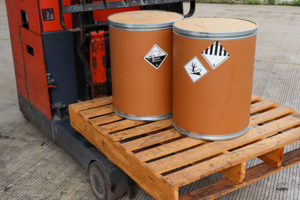 istock Wooden barrel with dangerous chemicals 1347045068