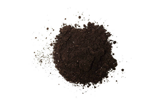 istock Black land for plant isolated on white background. 1347045473