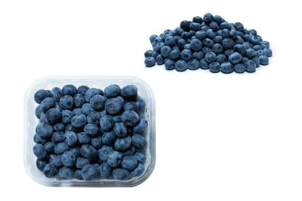 istock Group of fresh blueberry isolated on a white background. 1347045566