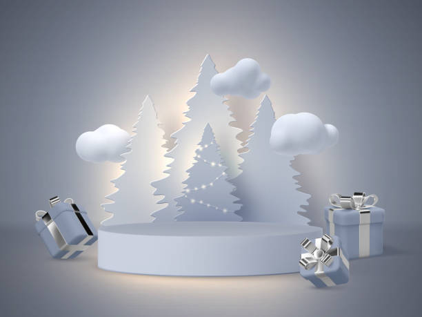 baner świąteczny. - christmas winter non urban scene pine tree stock illustrations