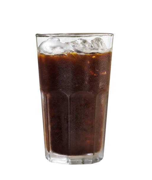 Iced americano in glass isolated on white background