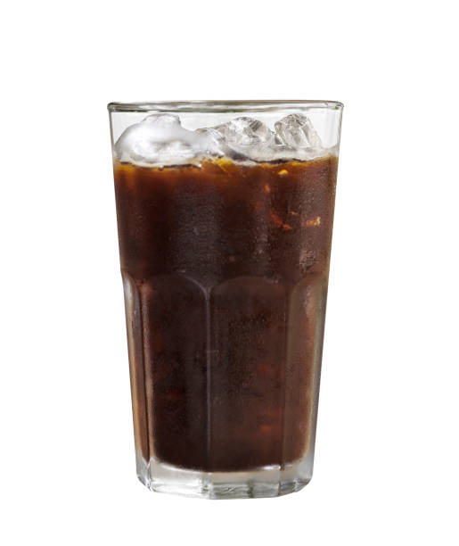 Iced americano in glass isolated on white background stock photo
