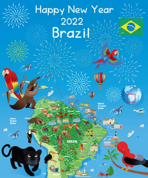 Vector illustration of Happy New Year Brazil