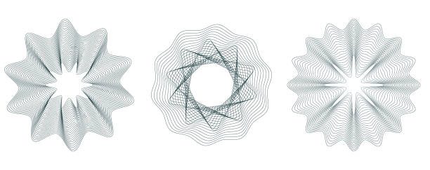 ilustrações de stock, clip art, desenhos animados e ícones de future morphing lines set. abstract vector backgrounds set with guilloche. vector illustration - hypotrochoid