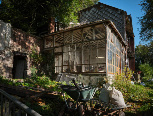 Liège, Belgium - October 17, 2021: Abandoned house on the hill