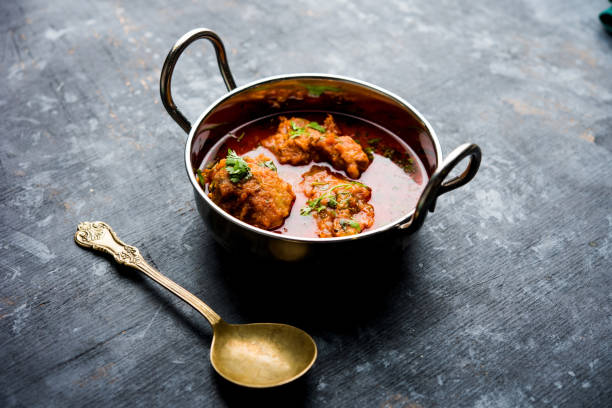 Lauki Kofta Curry made using Bottel Gourd or Doodhi, served in a bowl or karahi. selective focus stock photo