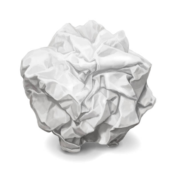 Crumpled paper, realistic wrinkled paper ball Crumpled paper, realistic wrinkled paper ball isolated vector, scalloped illustration technique stock illustrations