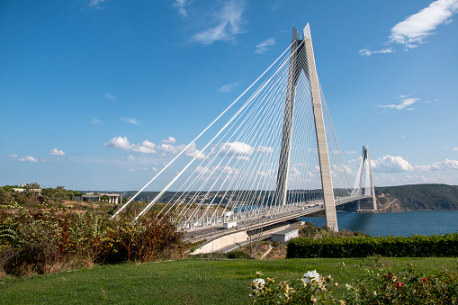 Modern bridges looking outdoors