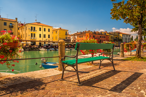 Port of Peschiera del garda at Lake Garda in Summer, Italy