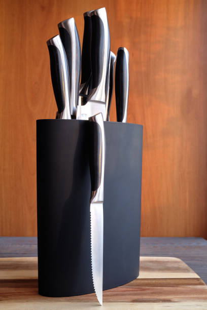 istock kitchen knife set in kitchen. Knife block in the kitchen 1347063605