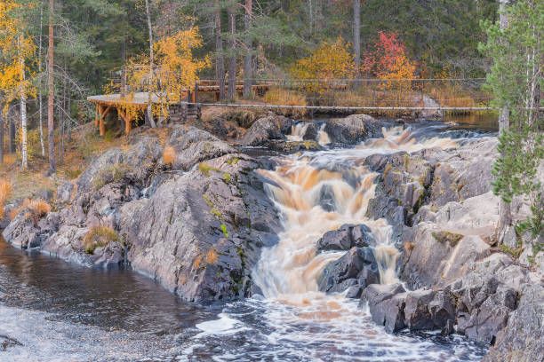 istock Waterfall in the canyon. Ruskeala Mountain Park. 1347064459