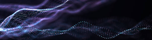 istock Abstract background with glowing particles. Digital moving wave. Futuristic illustration with explosion of data. 3d rendering. 1347068378