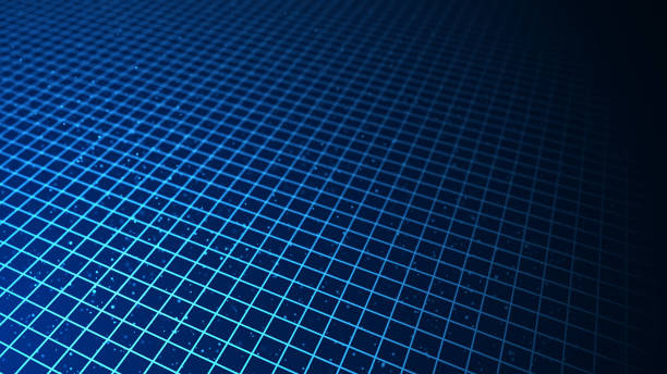 istock Abstract perspective grid. Digital retro background. Wireframe cyber landscape on blue background. 3d rendering. 1347068385
