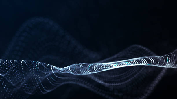 istock Abstract circle blue wave with moving dots. Flow of particles. Cyber technology illustration. 3d rendering 1347068453